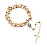 Vintage Jesus Cross Rosary Necklace with Catholic Portrait Pendant