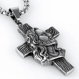 Jesus Cross Silver Necklace Men Women Stainless Steel Pendant
