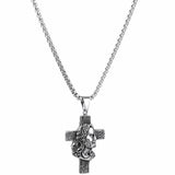 Jesus Cross Silver Necklace Men Women Stainless Steel Pendant