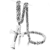 Jesus Crucifixion Cross Pendant Necklace Silver Stainless Steel