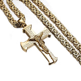 Jesus Crucifixion Cross Pendant Necklace Silver Stainless Steel