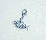 Jesus Fish Christian God Pendant Charms with Lobster Clasp 30pcs