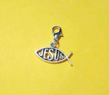 Jesus Fish Christian God Pendant Charms with Lobster Clasp 30pcs