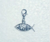 Jesus Fish Christian God Pendant Charms with Lobster Clasp 30pcs