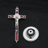 St. Benedict Hanging Cross Ornament Red Enamel Pendant