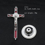 St. Benedict Hanging Cross Ornament Red Enamel Pendant