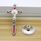 St. Benedict Hanging Cross Ornament Red Enamel Pendant