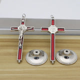 St. Benedict Hanging Cross Ornament Red Enamel Pendant