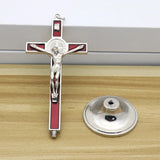 St. Benedict Hanging Cross Ornament Red Enamel Pendant