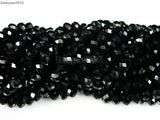 Jet Czech Crystal 2x3 Faceted Rondelle Spacer Beads Craft 10 Strands