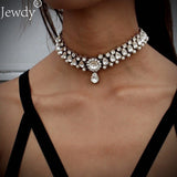 Boho Water Drop Crystal Pendant Necklace Vintage Simulated Pearl