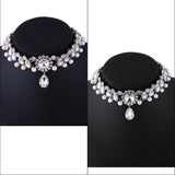Boho Water Drop Crystal Pendant Necklace Vintage Simulated Pearl