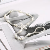 Boho Starfish Pearl Anklet for Women Beach