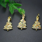 Colorful Rainbow CZ Pave Christmas Tree Charms 10-30pcs