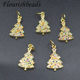 Colorful Rainbow CZ Pave Christmas Tree Charms 10-30pcs