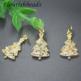 Colorful Rainbow CZ Pave Christmas Tree Charms 10-30pcs