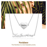 Personalized 925 Sterling Silver Nameplate Necklaces Set Heart Pendant Jewelry