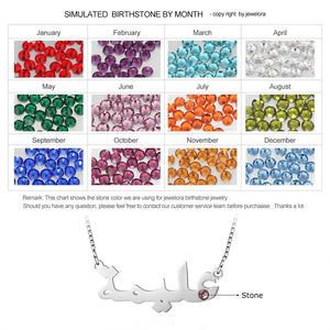 JewelOra Arabic Name Necklace with Birthstone Personalized Nameplate