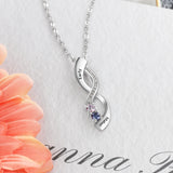 Personalized Infinity Name Necklace with 2 Birthstones S925 Silver