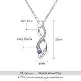 Personalized Infinity Name Necklace with 2 Birthstones S925 Silver