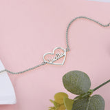 JewelOra 925 Silver Heart Nameplate Bracelet Personalized Gift