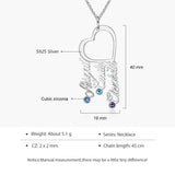 JewelOra 925 Silver Name Necklace with 3 Birthstones Heart Pendant