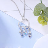 JewelOra 925 Silver Name Necklace with 3 Birthstones Heart Pendant
