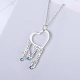 JewelOra 925 Silver Name Necklace with 3 Birthstones Heart Pendant