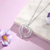 925 Silver Heart Nameplate with Birthstone Couple Name Necklace