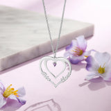 925 Silver Heart Nameplate with Birthstone Couple Name Necklace