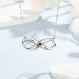 JewelOra Infinity Love Pendant 925 Silver 2 Birthstones Couple Name Necklace