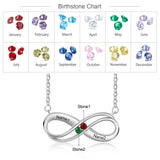 JewelOra Infinity Love Pendant 925 Silver 2 Birthstones Couple Name Necklace
