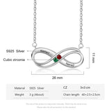 JewelOra Infinity Love Pendant 925 Silver 2 Birthstones Couple Name Necklace