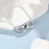 JewelOra Infinity Love Pendant 925 Silver 2 Birthstones Couple Name Necklace