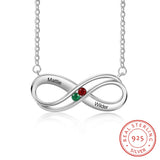 JewelOra Infinity Love Pendant 925 Silver 2 Birthstones Couple Name Necklace