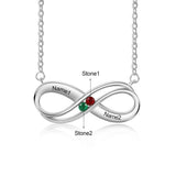 JewelOra Infinity Love Pendant 925 Silver 2 Birthstones Couple Name Necklace