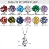 Personalized 925 Silver Birthstone Necklaces Engraved Name Mother Necklace