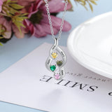 Personalized 925 Silver Birthstone Necklaces Engraved Name Mother Necklace
