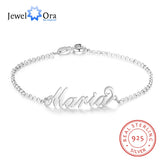 JewelOra 925 Silver Name Bracelet for Women Personalized Sister Gift