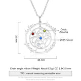 JewelOra 925 Silver Family Tree Necklace with Birthstones Name Pendant