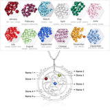 JewelOra 925 Silver Family Tree Necklace with Birthstones Name Pendant
