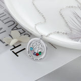 JewelOra Family Tree Pendant with 5 Birthstones Engraving Name Necklace