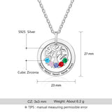 JewelOra Family Tree Pendant with 5 Birthstones Engraving Name Necklace