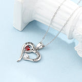 JewelOra 925 Silver Heart Necklace with 2 Birthstones EngraveName Pendant