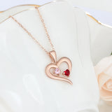 JewelOra 925 Silver Heart Necklace with 2 Birthstones EngraveName Pendant