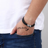 Personalized Men Bracelet with Name Beads Leather Bracelet