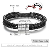 Personalized Men Bracelet with Name Beads Leather Bracelet