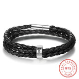 Personalized Men Bracelet with Name Beads Leather Bracelet