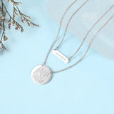 925 Silver Monogram Name Necklace Date Double Chain Birthday Gift