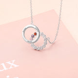 925 Silver Name Intertwined Circle Necklace with 3 Birthstones